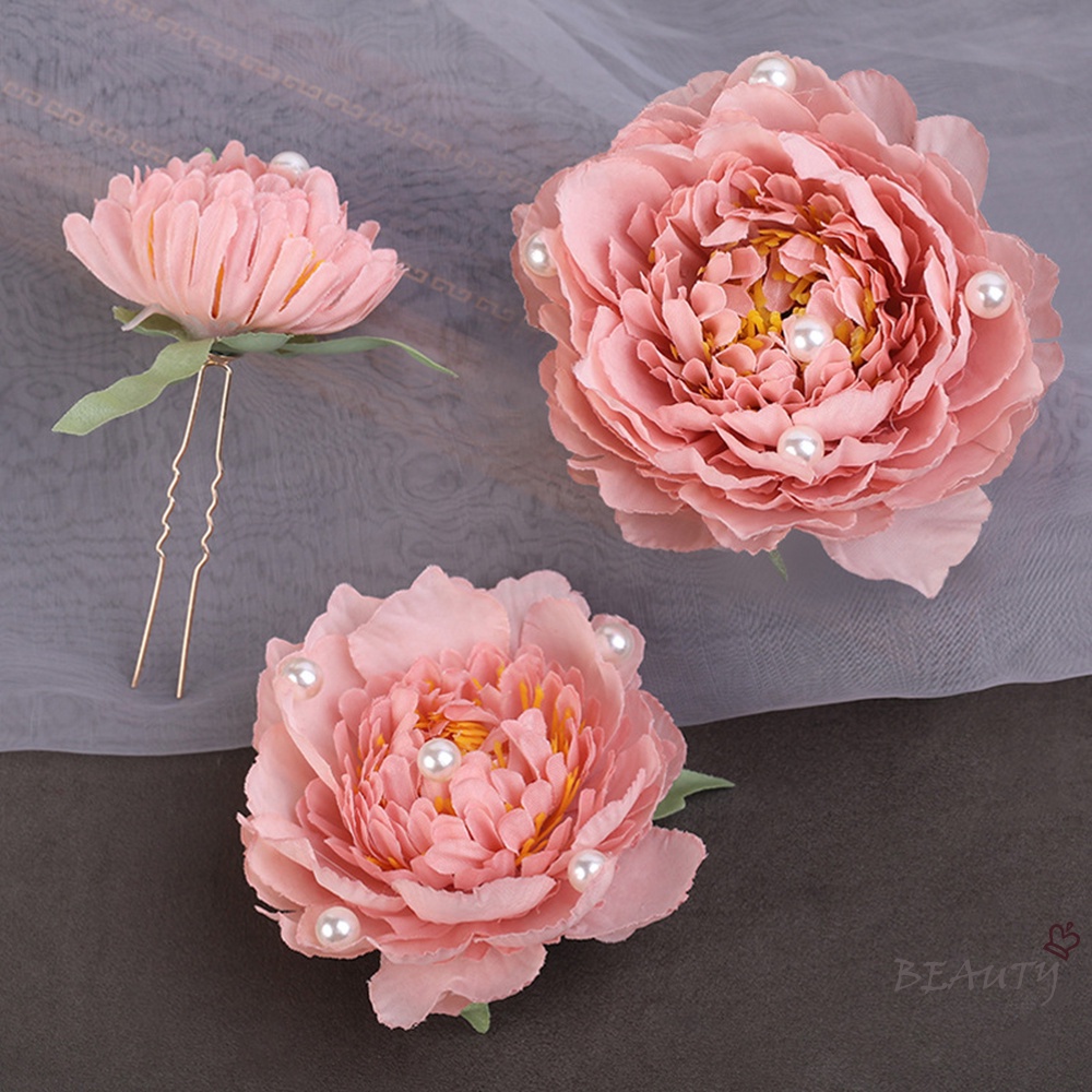 Seven Miss Bộ 3 Kẹp Tóc Hoa Lụa Đính Ngọc Trai Nhân Tạo Phong Cách Trung Hoa