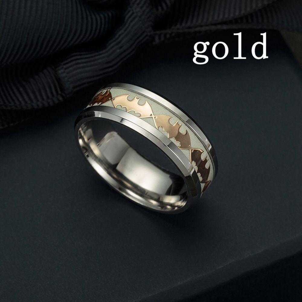 FUTURE New Luminous Band Ring Fashion Glow In The Dark Batman Punk Men Women Jewelry Gifts Fantastic Stainless Steel/Multicolor