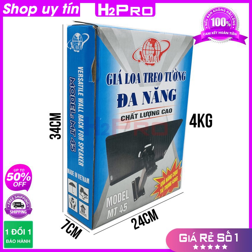 [RẺ VÔ ĐỊCH] Đôi giá đỡ loa treo tường KAWA MT45 H2Pro chịu tải 45kg/chiếc, giá để loa treo tường đa năng (2 chiếc)