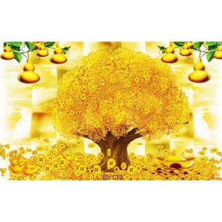 Tranh dán tường 3D Tranh phong thủy Tranh tết Tranh tài lộc kt 80cm x 120cm