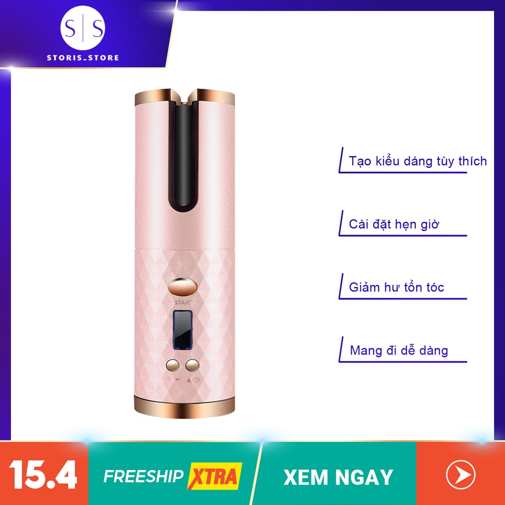 Máy uốn tóc mini uốn xoăn tự động không dây- sạc tích điện 60 phút nhiều mức độ xoăn tạo kiểu tùy thích RD-060