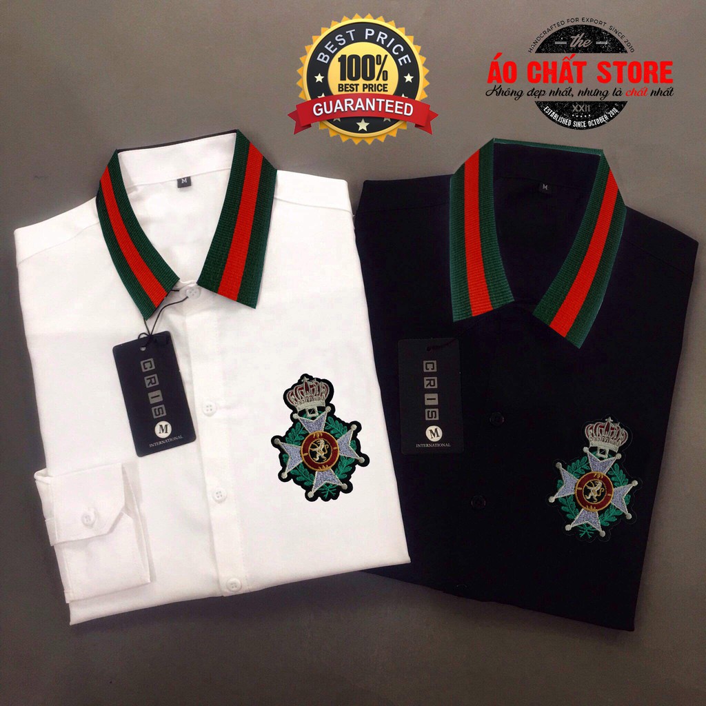 Áo Sơ Mi Nam Viền Cổ Thêu Logo NY Cao Cấp | Hàng Chuẩn SM108
