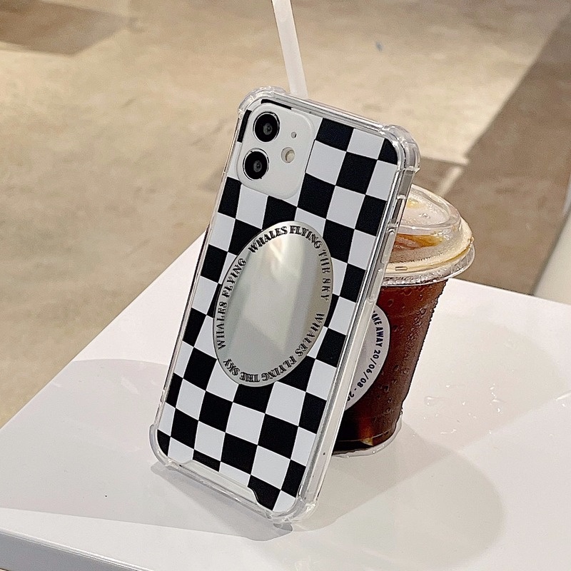 Ốp điện thoại tráng gương họa tiết kẻ caro cho iPhone13 ProMax 11 12 Mini XS I8 I7Plus | BigBuy360 - bigbuy360.vn
