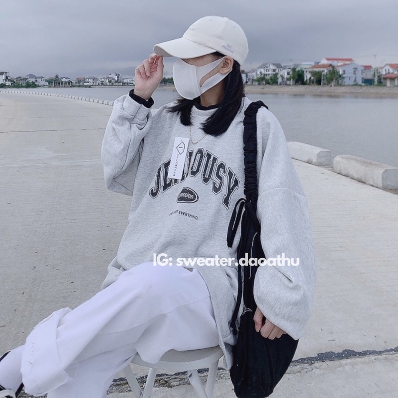 [ ẢNH THẬT ] ÁO SWEATER XÁM JEALOUSY FORM RỘNG TAY BỒNG (ẢNH THẬT Ở CUỐI)