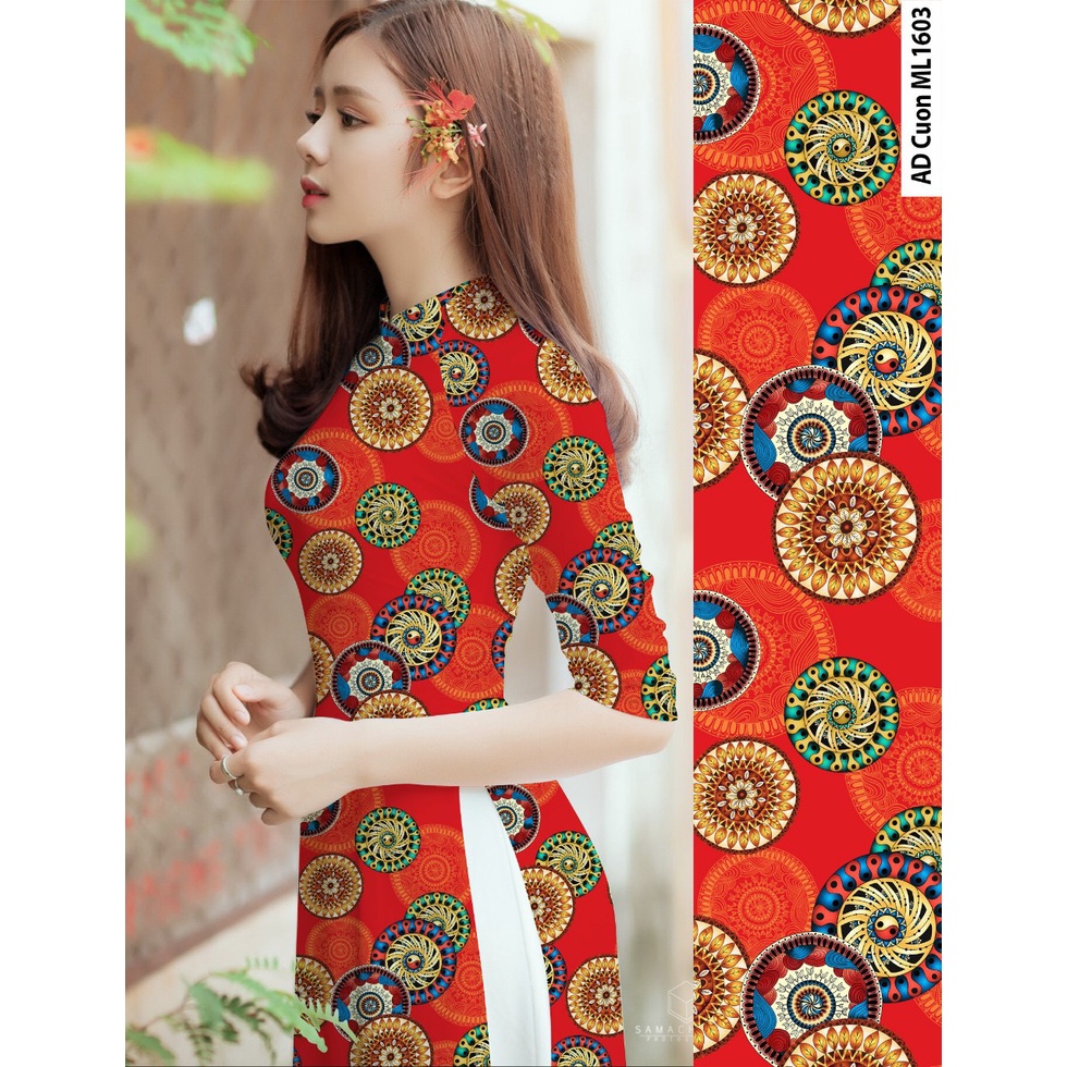 Áo Dài Lụa Nhật in họa tiết 3D