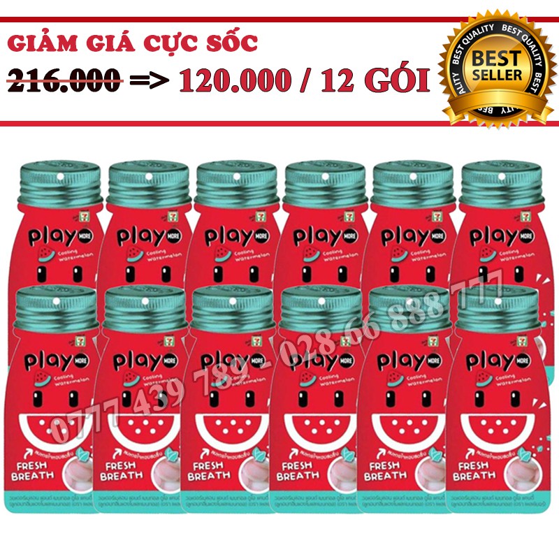 [Freeship 150k] Combo 12 Gói Kẹo Playmore Dưa Hấu/Xí Muội/Táo - Hàng Xách Tay Chính Hãng Thái Lan - 