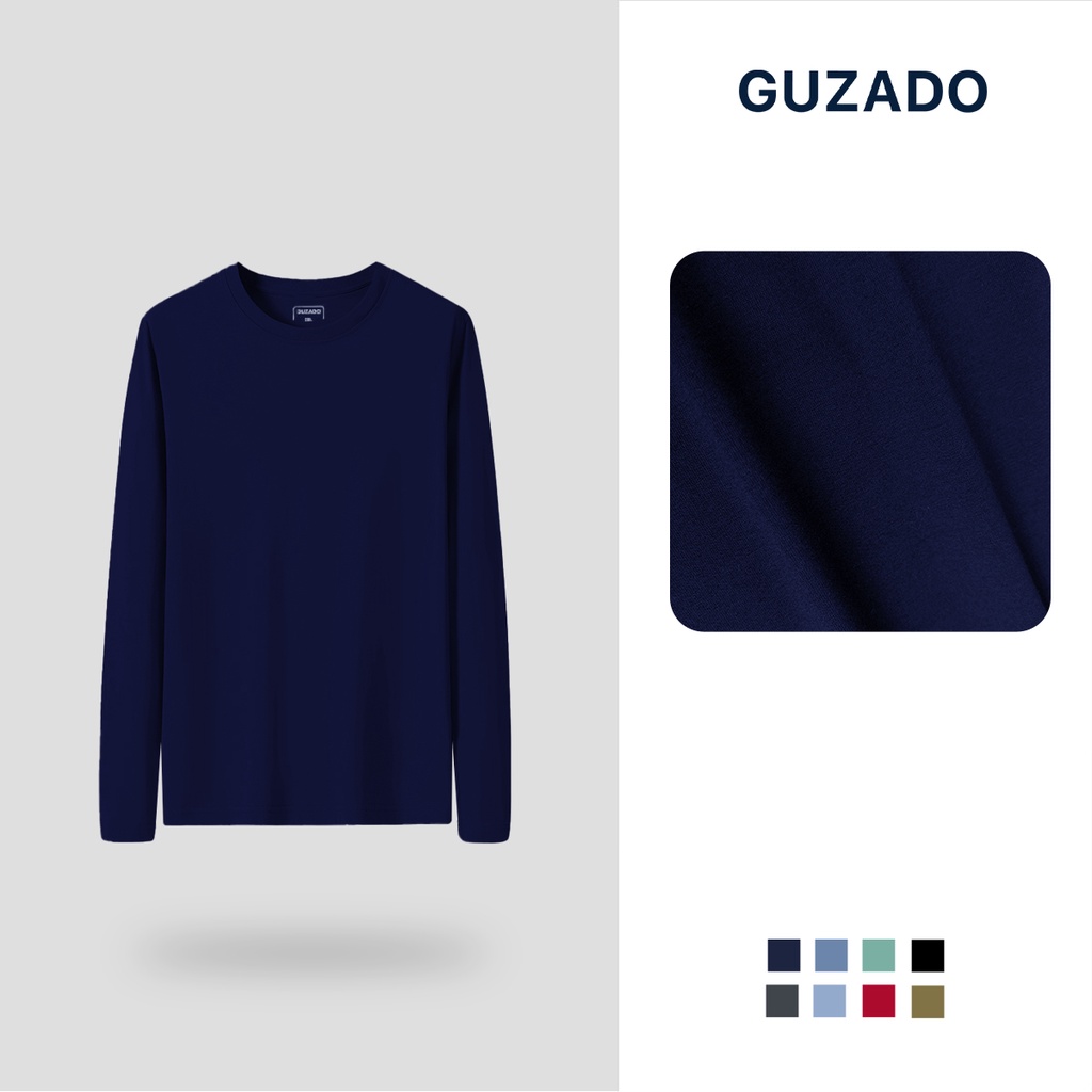 Áo thun dài tay nam thu đông giữ nhiệt GUZADO Cotton CVC Cao Cấp,Co Giãn ,Form Regular Fit Dễ Phối Đồ GTD16