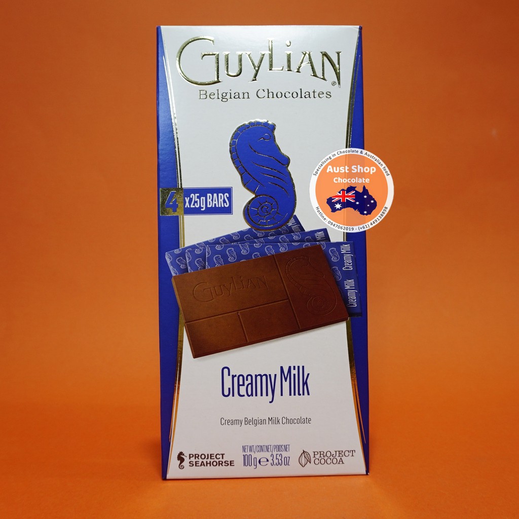 [Mã GROSALE2703 giảm 8% đơn 250K] Socola sữa Guylian Belgian Creamy Milk bar 100g (4x25g) - Aust Shop Chocolate