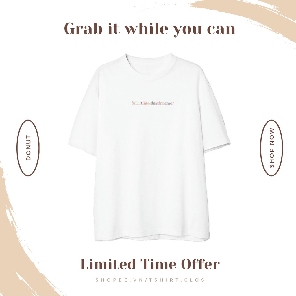 Áo thun thêu cotton unisex Full-time daydreamer