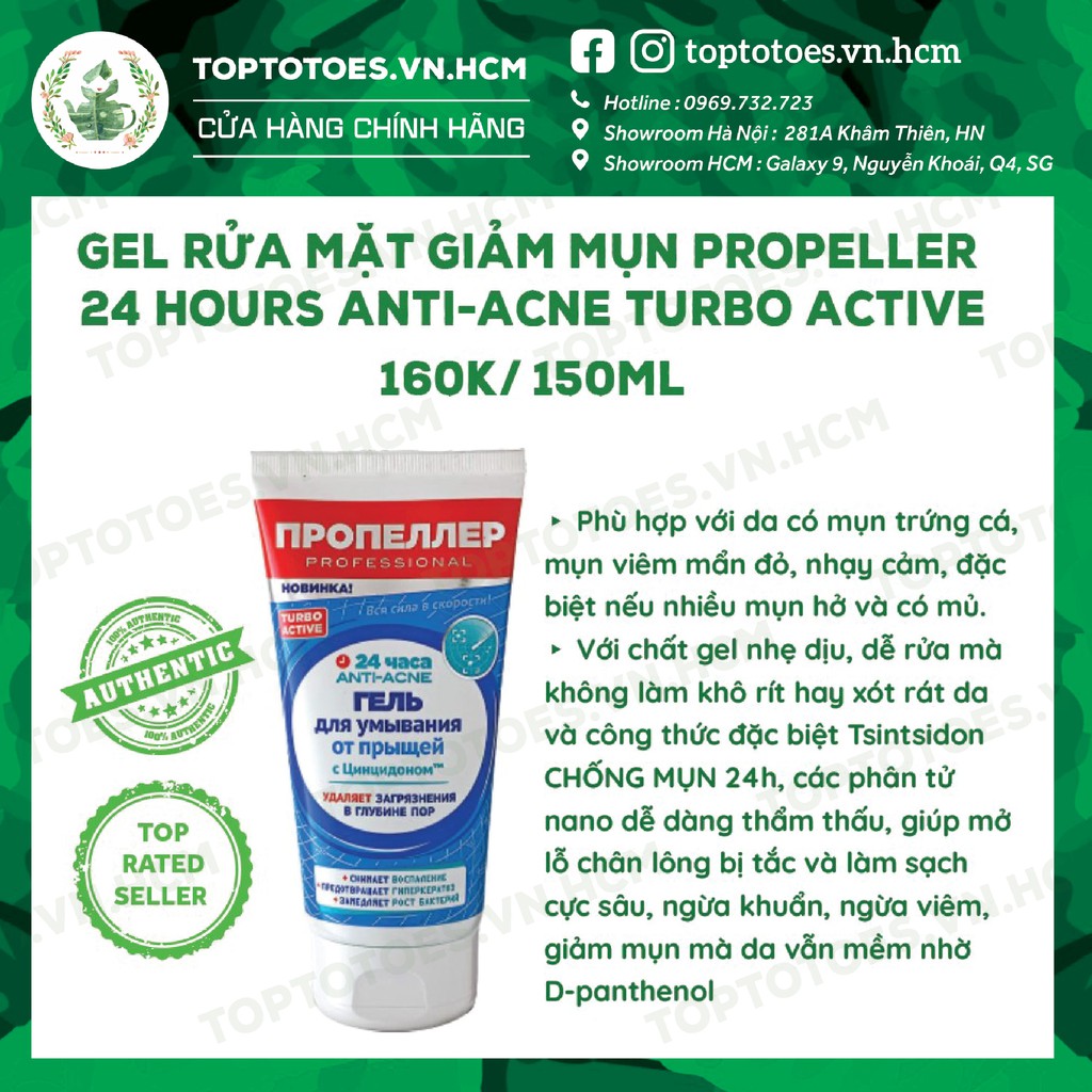Gel rửa mặt Propeller 24 Hours Anti-acne Turbo Active giảm mụn, ngừa viêm