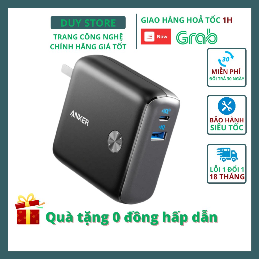 Củ sạc kiêm sạc dự phòng ANKER A1623 PowerCore Fusions 10000mAh sạc nhanh PD 20w IPAD IPhone 11 12