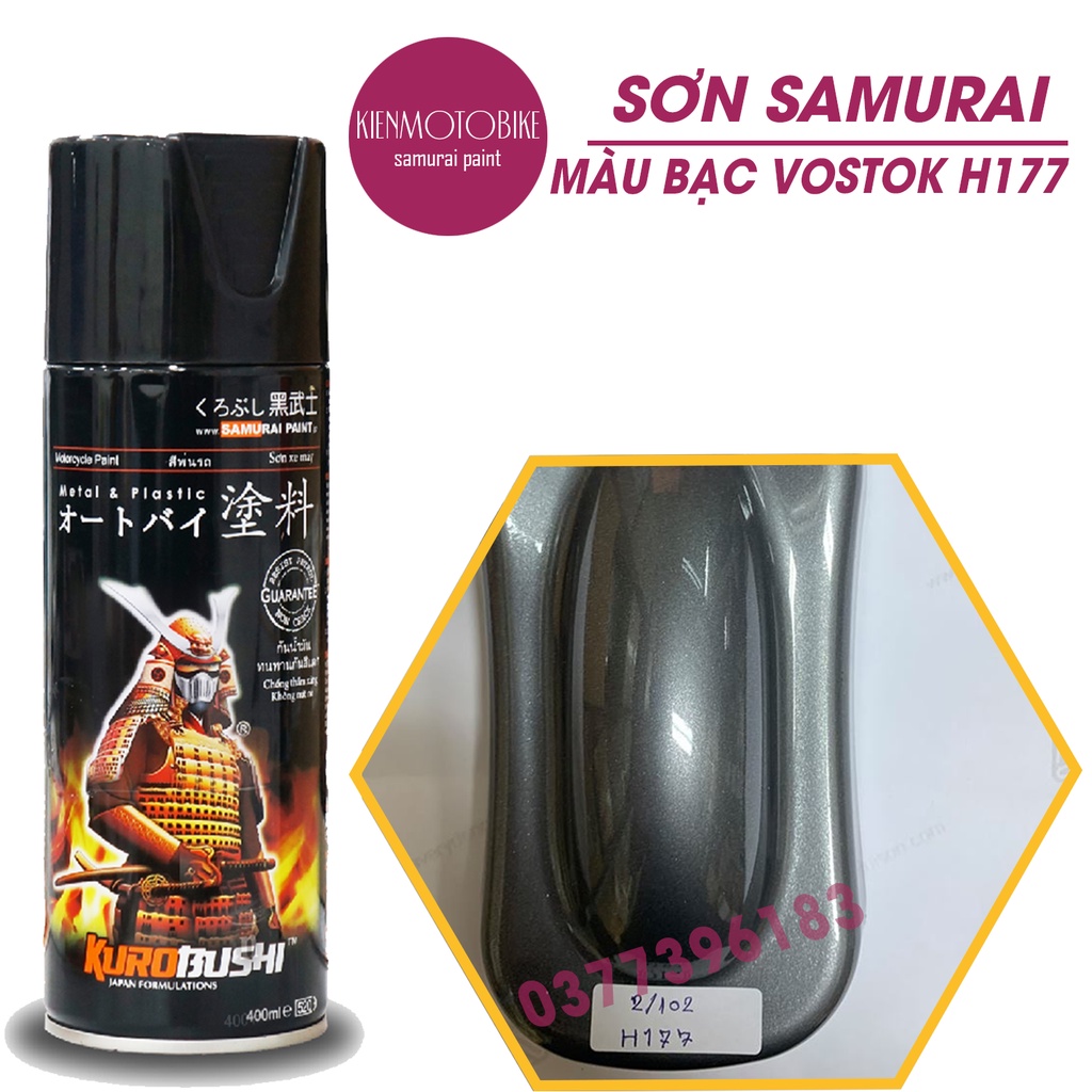 Sơn Samurai màu bạc Vostok H177 - chai sơn xịt chuyên dụng dành cho sơn xe máy