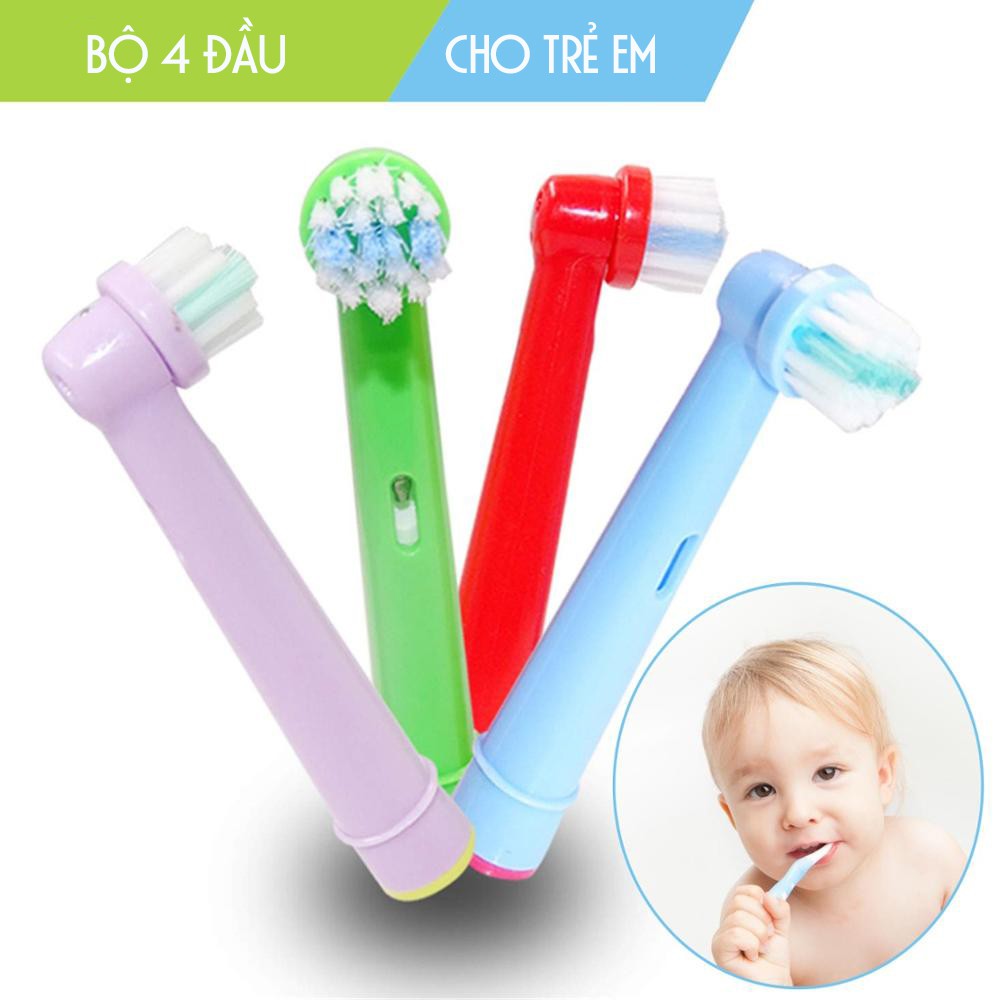 Set nhiều mã EB-10A trẻ em, Bộ 4 đầu bàn chải đánh răng điện máy Oral B Braun Lông mềm Minh House