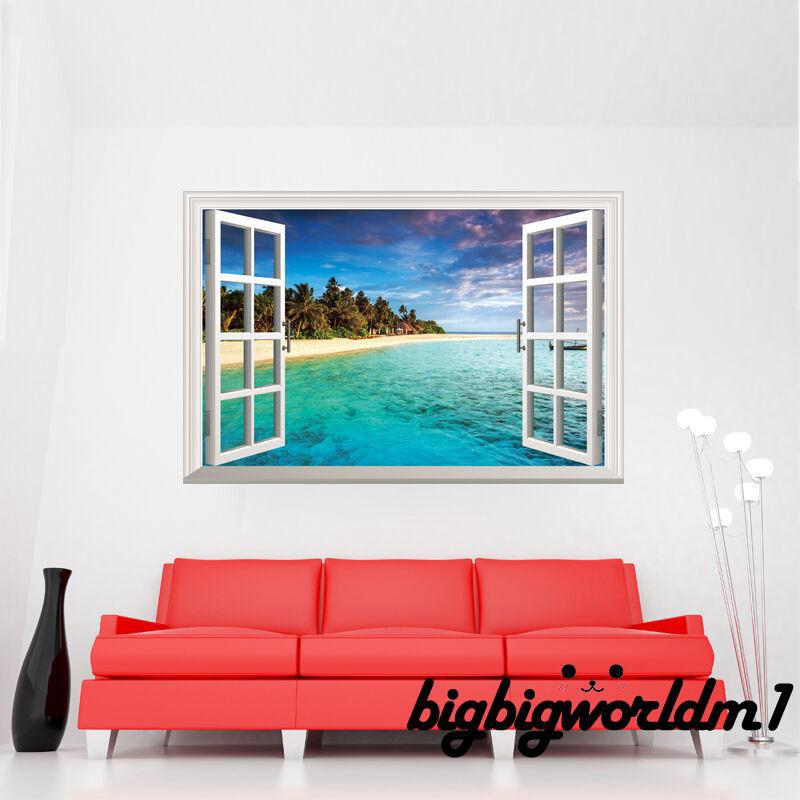 Miếng dán tường vinyl hình ảnh tây nhiệt đới 3D