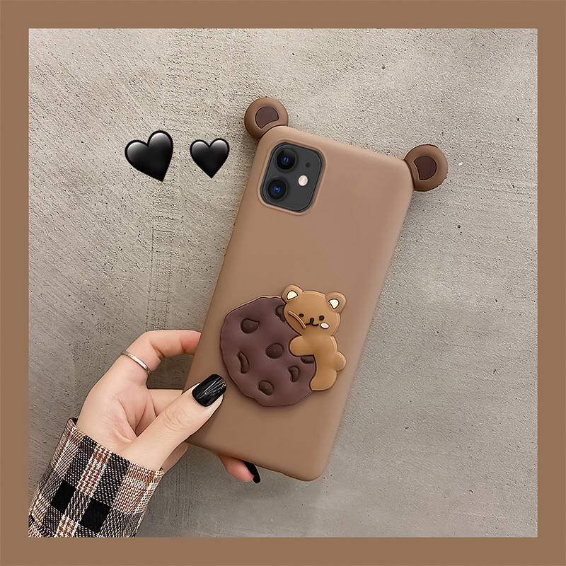 3D cartoon cookie biscuit bear for samsung s6 s7 edge s8 s9 s10 plus s20 ultra note 20 S20 FE back phone case
