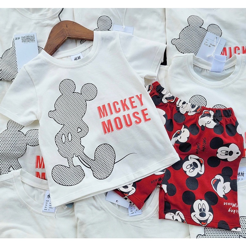 Bộ short Micky đỏ bé trai bé gái