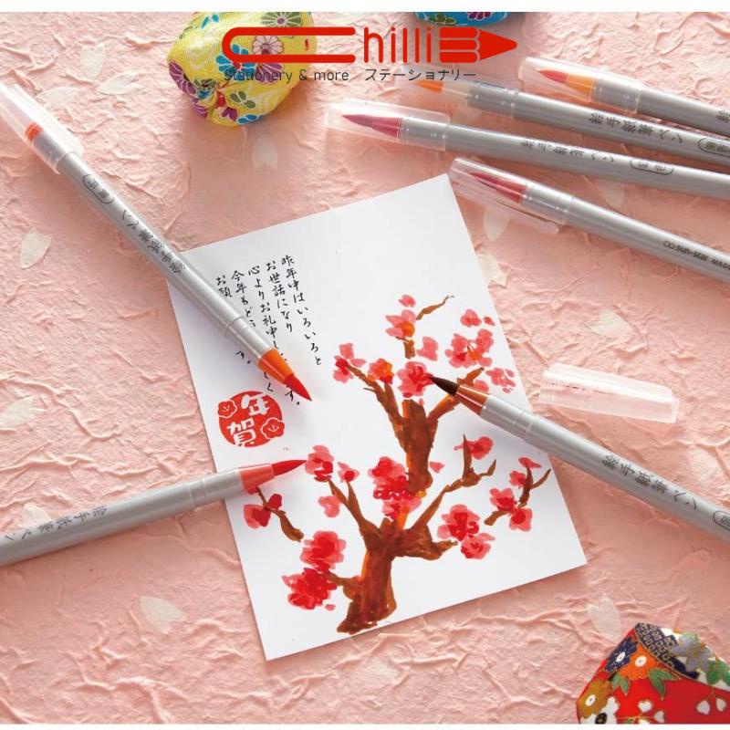 Set Bút Màu Sun-Star Ngòi Brush 24 Màu Viết Vẽ Màu Sắc Tươi Sáng Hàng Nội Địa Nhật