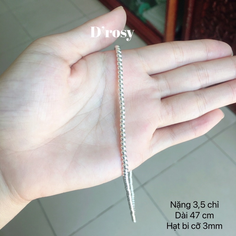 Dây chuyền bạc bi tròn trơn cho người lớn cỡ 3mm 4mm 5mm 6mm dài 47-55 cm chuẩn bạc ta có bảo hành