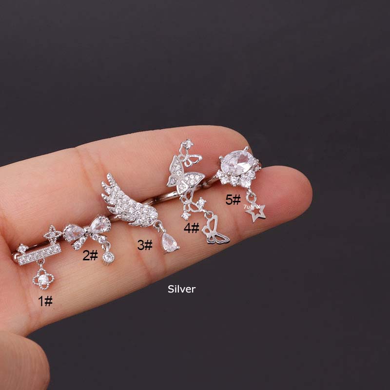 1 Khuyên tai hình cánh bướm không lỗ bằng đồng đính đá zircon
