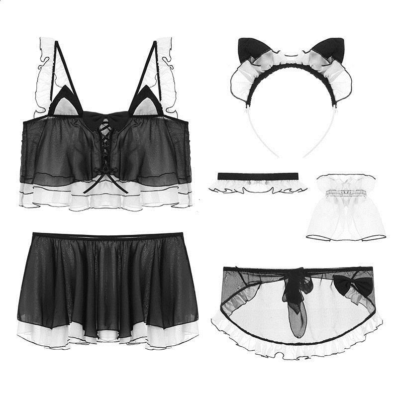 Đồ ngủ sexy cosplay bé mèo hầu gái gợi cảm quyến rũ + quần chip G-string | BigBuy360 - bigbuy360.vn