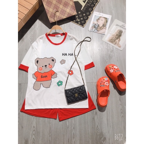 Set bộ đùi gấu đỏ chất cotton freesize 38-65kg