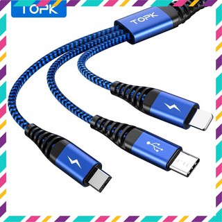 Dây cáp sạc nhanh TOPK AN24 3 trong 1 Micro,USB, Type C cho Huawei Xiaomi và iPhone