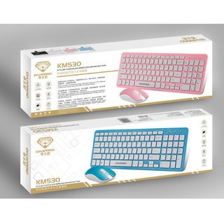 Combo Phím Chuột Không Dây 2.4Ghz DIVIPARD Siêu Mỏng KM530 màu xanh