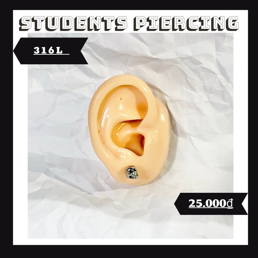 [Rẻ Vô Địch] Khuyên Tai Hình Đầu Lâu Cá Tính - Khuyên Thép 316L