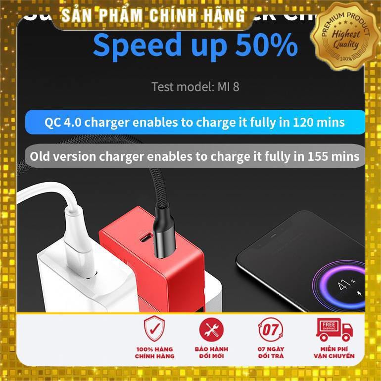Adapter củ sạc nhanh 18W đa năng 2 cổng USB và PD Type-C chính hãng Rock Sugar Fast Charger QC 3.0 / 4.0