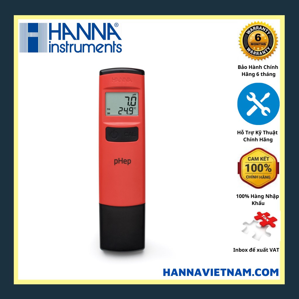 Bút đo pH Nước, pH Nước Hồ Cá, Thủy Sinh HI98107 - Hiệu Chuẩn Tự Động Kèm Bộ Dung Dịch Hiệu Chuẩn ,Vệ Sinh, Bảo Dưỡng