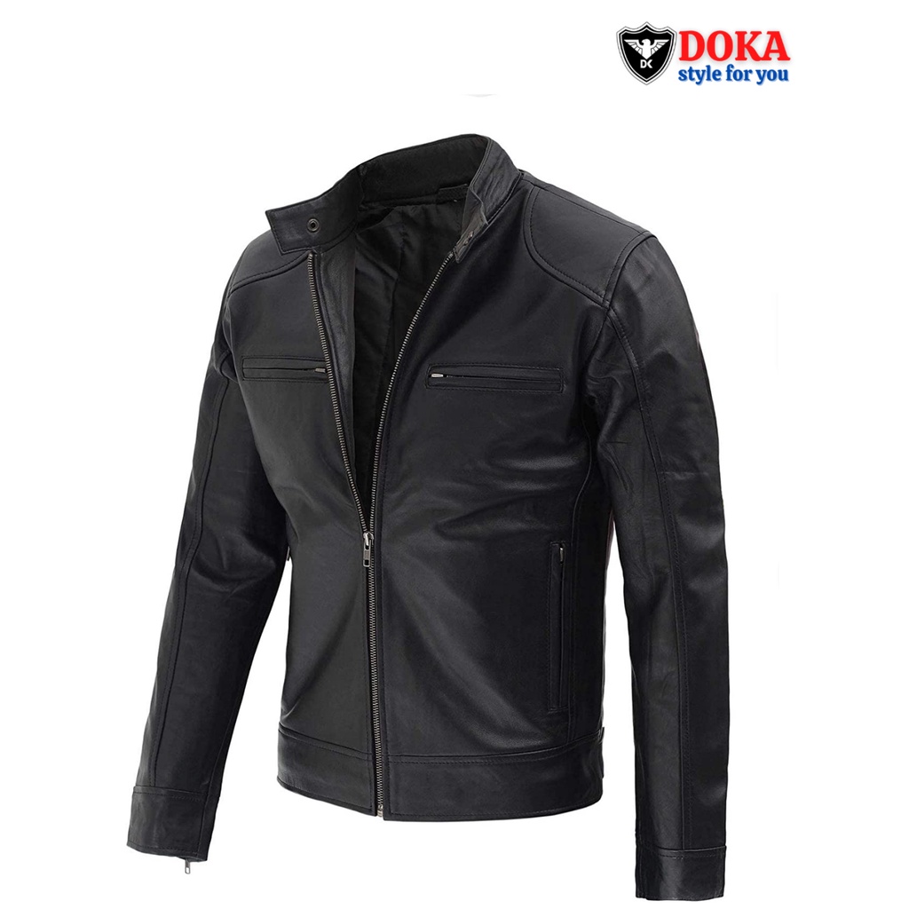 Áo Khoác da nam thu đông lót lông cao cấp màu đen BLACK DAS01