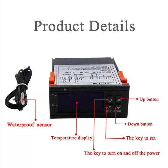 Bộ điều khiển nhiệt độ dùng cho ấp trứng, lò sấy STC-1000 AC220V 1500W