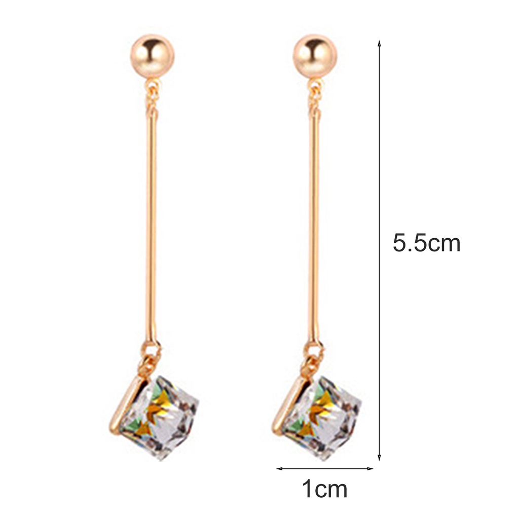 Cặp khuyên tai dài đính khối đá đỏ độc đáo thời trang cho nữ