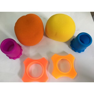Combo 2 mút bọc đầu micro và 2 vòng chống lăn micro và 2 chụp đuôi