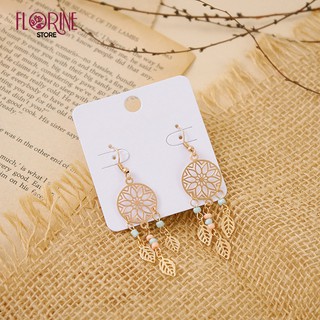 Bông tai nữ Florine HT06 Dreamcatcher Hàn Quốc khuyên nụ cá tính, dáng dài, Boho, Vintage đi biển, du lịch