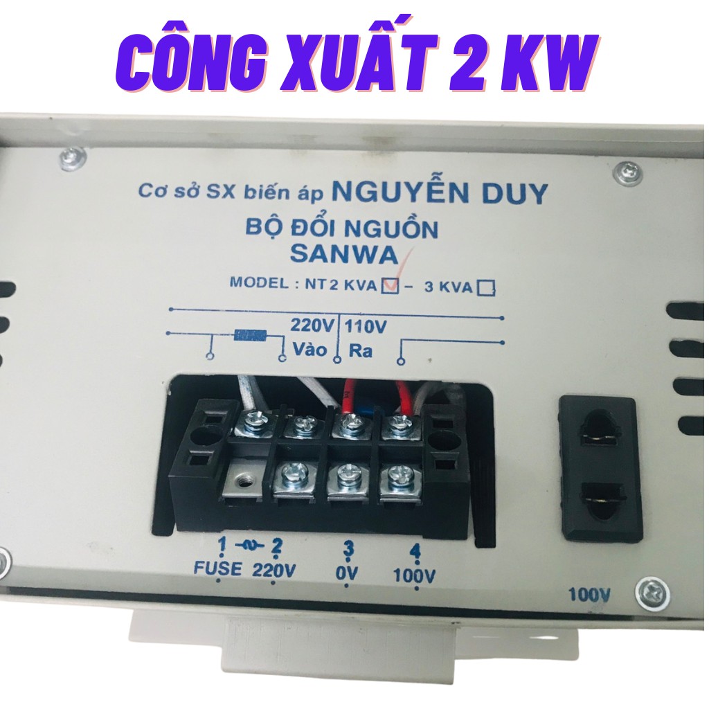 Biến áp đổi nguồn hạ áp 220 vôn ra 100 vôn 2kw chuyên dùng đồ nội địa nhật