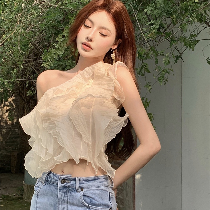 Áo Voan Không Tay Trễ Vai Thời Trang Quyến Rũ Dành Cho Nữ