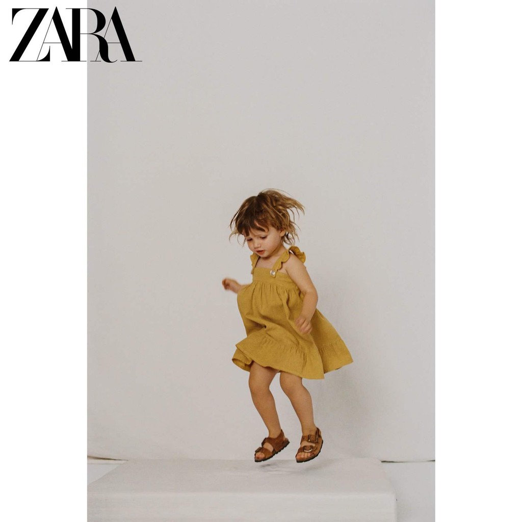 [Maruhouse]VÁY ĐẦM ZARA LINEN TAY CÁNH TIÊN ĐÍNH NÚT 2 VAI CỰC XINH_XUẤT DƯ XỊN CHO BÉ GÁI