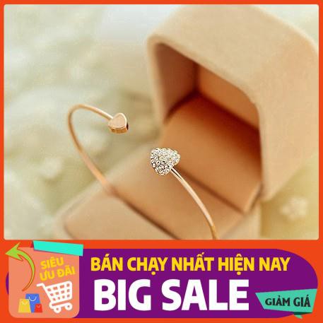 Lắc tay vòng hở họa tiết trái tim đính đá xinh xắn cho nữ | BigBuy360 - bigbuy360.vn
