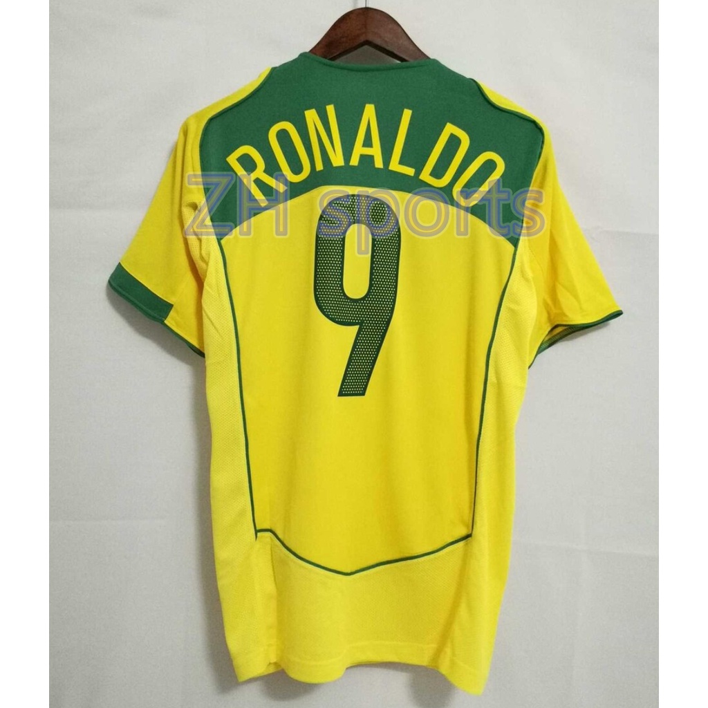 Áo Thun Bóng Đá Số 04 Brazil Số 8 RONALDO 9 RONALDO 10 2004