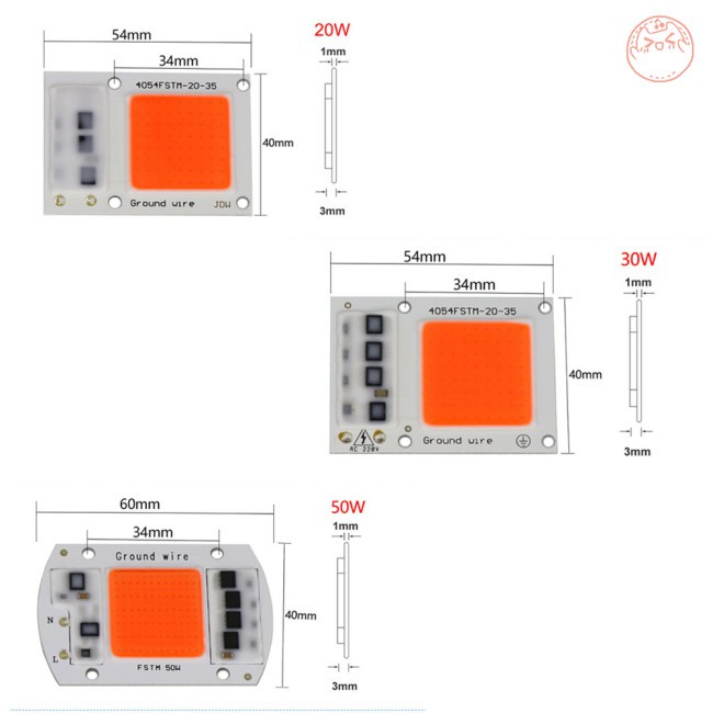 Đèn Led Trồng Cây 380-840nm 15w / 20w / 30w / 50w