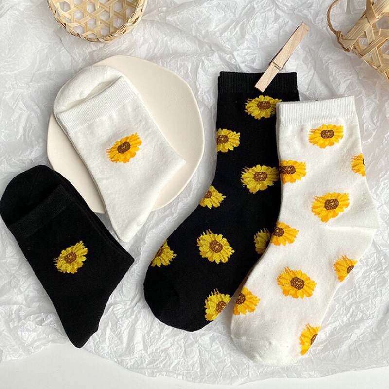 Tất Daisy Hoa Cúc Vàng Cổ Cao