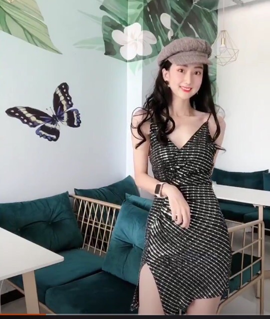 SẴN JANE'S Đầm hở lưng đi tiệc bling bling lấp lánh xẻ tà cực quyến rũ ẢNH FEELBACK CUỐI J0049