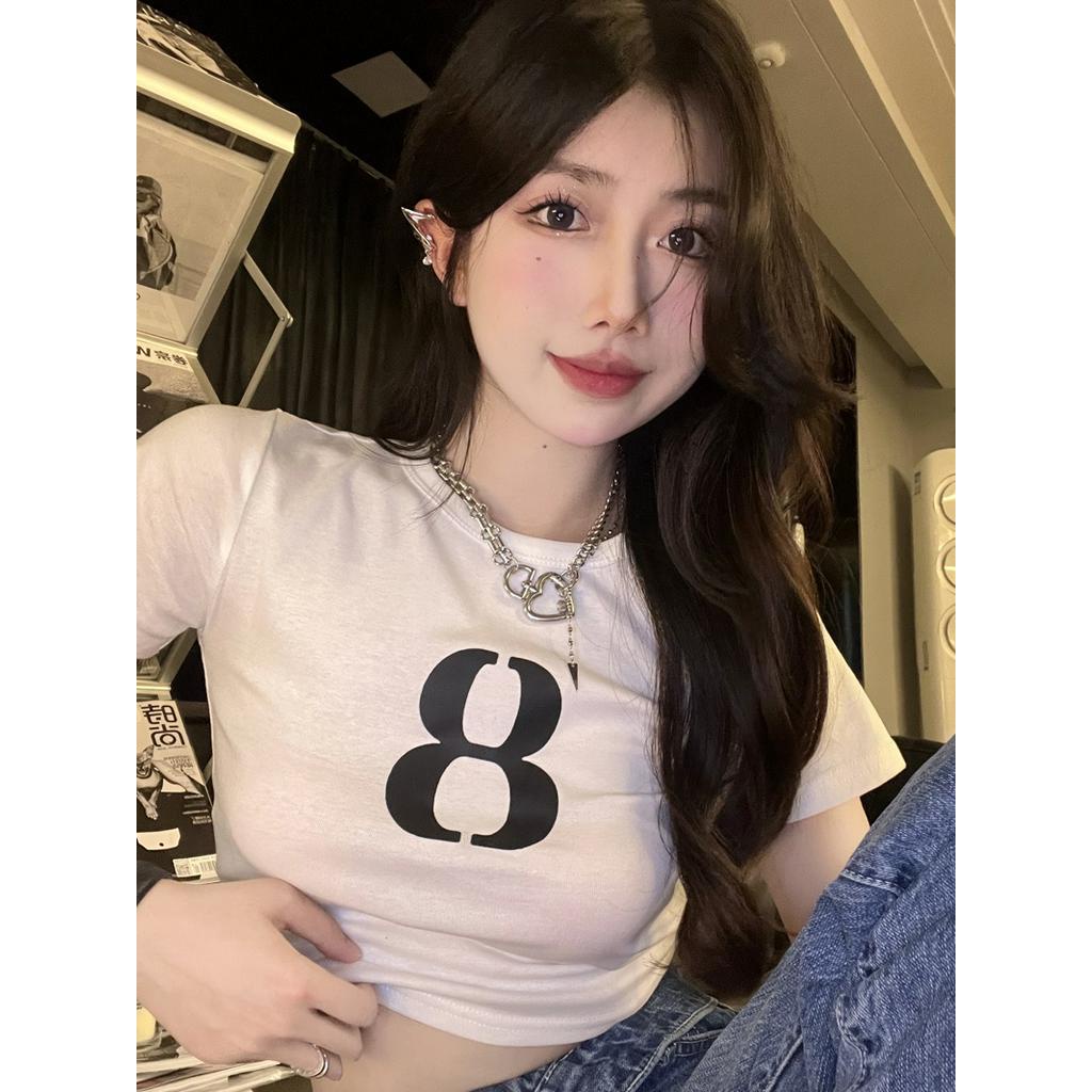 Áo Thun Dáng Ngắn Cổ Tròn Ngắn Tay In Hình Cá Tính 62652