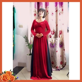 Váy áo dài nhung màu đỏ kèm quần. váy nhung đỏ, áo dài nhung mẫu mới, đầm nhung