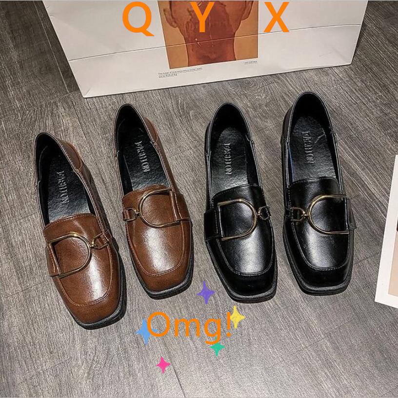 Giày lười chất liệu da phong cách Anh quốc thời trang thanh lịch cho nữ
