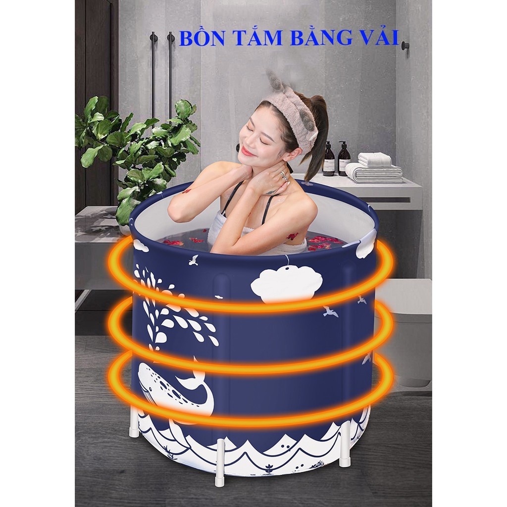 Bồn tắm vải gấp gọn - Bồn xông hơi gia đình 6 lớp vải PVC cao cấp, lót bông cách nhiệt, đa năng, tiện lợi