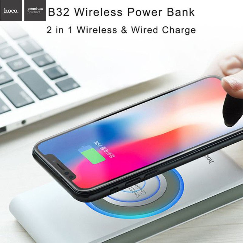 Pin sạc dự phòng Hoco B32 kiên sạc không dây dung lượng 8000mAh chính hãng