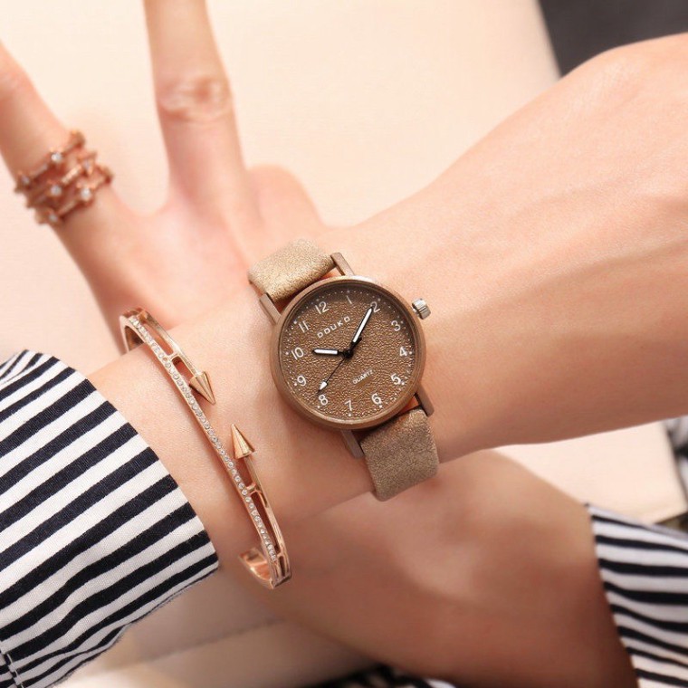 [G02] Đồng hồ nữ DOUKO chính hãng, mặt số, dây da mền đeo êm tay, kiểu dáng thời trang, 7 màu dể dàng phối đồ ( Mã: ADK 