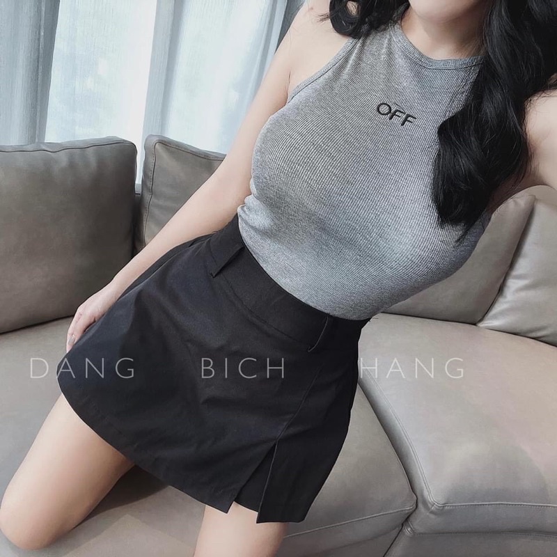BÁN SỈ SÉT BỘ BA LỖ CHỮ OFF MIX QUẦN VÁY XẺ VẠT CHO NỮ